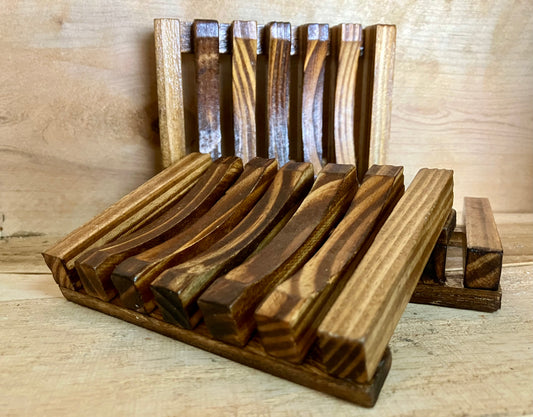 Porte-savon en bois de bambou vernis