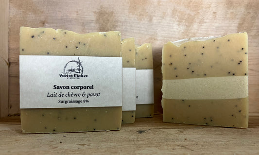Savon corporel - Lait de chèvre & pavot